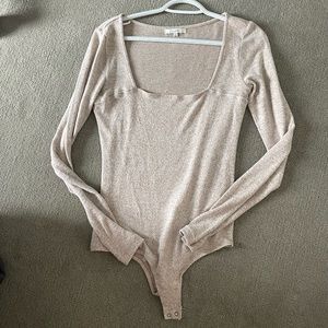 Evereve Z Supply bodysuit nude square neck long sleeve large